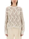 Brunello Cucinelli Knitted Cashmere Sweater In Beige