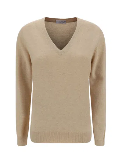 Brunello Cucinelli Cashmere Sweater Beige In Neutral