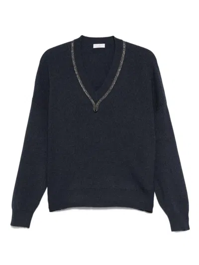 Brunello Cucinelli Cashmere Sweater In Blue