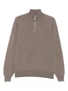 Brunello Cucinelli Cashmere Sweater With Half Zip In Brown