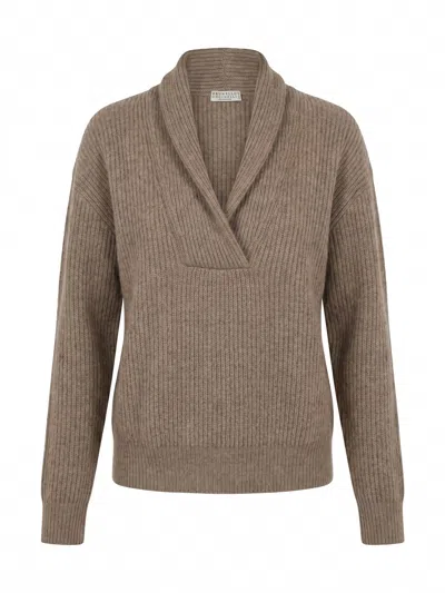 Brunello Cucinelli Cashmere Sweater In Brown