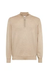 Brunello Cucinelli Cashmere Half-zip Sweater In Brown