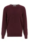 Brunello Cucinelli Cashmere Crew-neck Sweater Ribbed Profiles In Brown