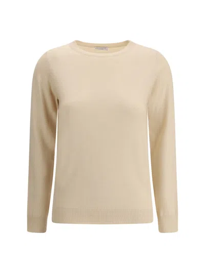 Brunello Cucinelli Cashmere Sweater In Burro