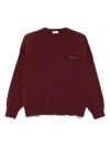Brunello Cucinelli Crew Neck Cashmere Sweater With Embroidered Detail In Burgundy