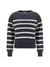 Brunello Cucinelli Striped Cashmere Sweater In Dark Grey