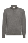 Brunello Cucinelli Cashmere Half-zip Sweater In Dark Grey