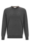 Brunello Cucinelli Cashmere Crew Neck Sweater With Ribbed Cuffs And Hem In Gray