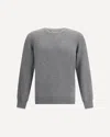 Brunello Cucinelli Ribbed Crew Neck Sweater With Long Sleeves In Gray