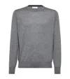 Brunello Cucinelli Ribbed Crew Neck Sweater With Long Sleeves In Gray