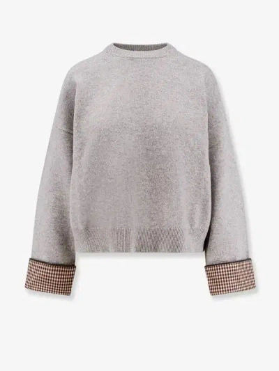 Brunello Cucinelli Long-sleeved Sweater In Gray
