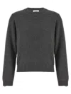 Brunello Cucinelli Cashmere Crewneck Knit Sweater With Ribbed Finish In Gray
