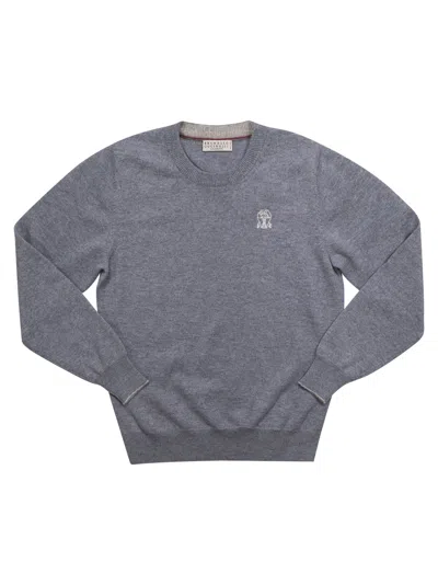 Brunello Cucinelli Kids' Cashmere Sweater In Grey