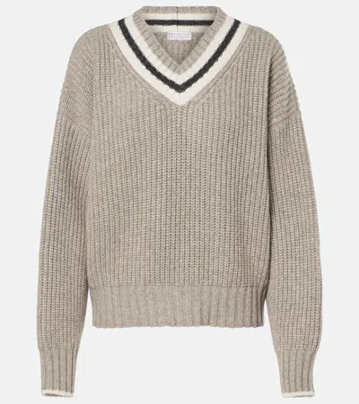 Brunello Cucinelli Cashmere Sweater In Grey