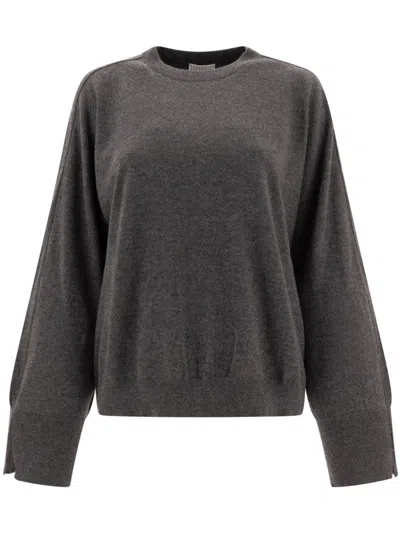 Brunello Cucinelli Women's Cashmere Sweater With Monili In Grey