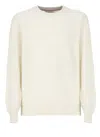 Brunello Cucinelli Men's Lightweight Cotton Sweater In Ivory