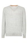 Brunello Cucinelli V-neck Cashmere-silk Jumper In Grey