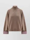 Brunello Cucinelli Women Turtleneck Sweater With Shiny Shirt Details