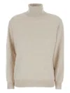 Brunello Cucinelli Beige Turtleneck Sweater In Cashmere Woman In Neutral