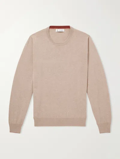 Brunello Cucinelli Cashmere And Silk Sweater In Neutral
