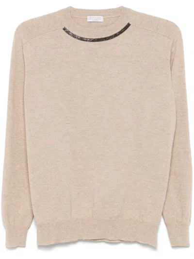 Brunello Cucinelli Cashmere Sweater In Neutral