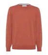 Brunello Cucinelli Men's Cashmere Crewneck Sweater In Orange