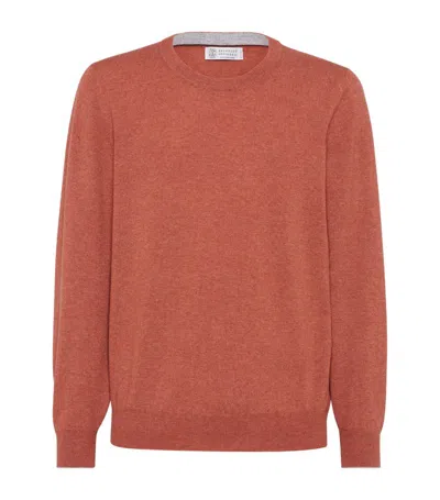 Brunello Cucinelli Cashmere Sweater In Orange