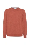 Brunello Cucinelli Men's Cashmere Crewneck Sweater In Orange