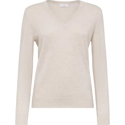 Brunello Cucinelli Cashmere Sweater In Oyster