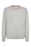 Brunello Cucinelli Grey Cotton Crewneck Sweater In Gray