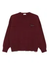 Brunello Cucinelli Crew Neck Cashmere Sweater With Embroidered Detail In Red