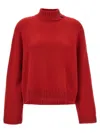 Brunello Cucinelli Monili Cashmere Turtleneck Sweater In Red
