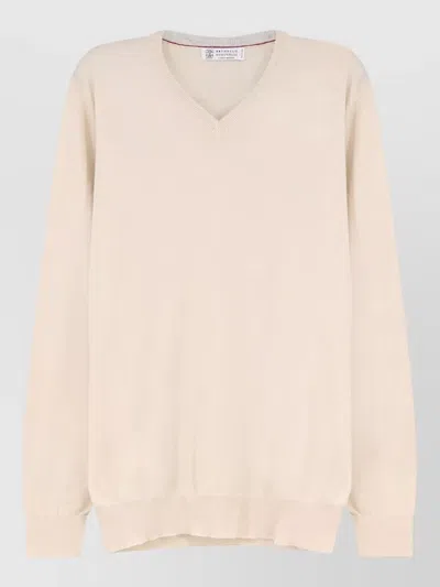 Brunello Cucinelli Cashmere Jumper Regular Fit Long Sleeves In Neutral