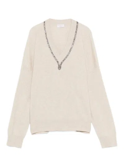 Brunello Cucinelli Cashmere Sweater In Sand