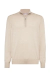 Brunello Cucinelli Cashmere Half-zip Sweater In Sand