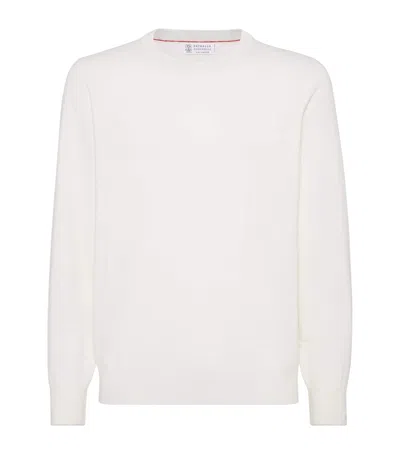Brunello Cucinelli Cashmere Sweater In White