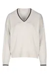 Brunello Cucinelli Cashmere V Neck Sweater Clothing In White