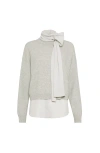Brunello Cucinelli Cashmere Sweater With Blouse In Gray
