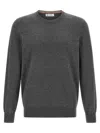 Brunello Cucinelli Cashmere Crew Neck Sweater With Ribbed Cuffs And Hem In Gray