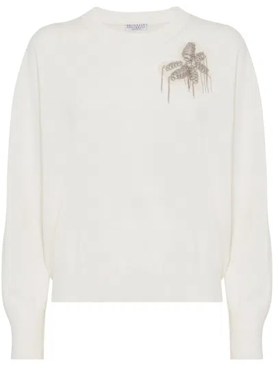 BRUNELLO CUCINELLI BRUNELLO CUCINELLI CASHMERE SWEATER WITH EMBROIDERY