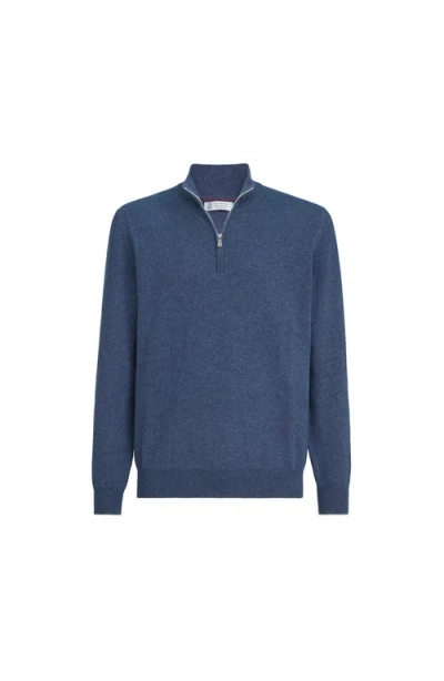 Brunello Cucinelli Cashmere Sweater With Half Zip In Animal Print