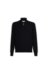 Brunello Cucinelli Cashmere Sweater With Half Zip In Black