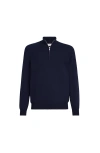 Brunello Cucinelli Cashmere Sweater With Half Zip In Blue