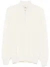 Brunello Cucinelli Cashmere Sweater With Half Zip Clothing In Neutral