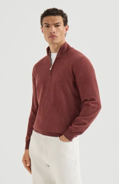 Brunello Cucinelli Cashmere Sweater With Half Zip In Multi