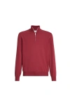 Brunello Cucinelli Cashmere Sweater With Half Zip In Burgundy