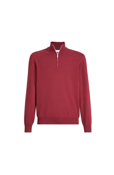 Brunello Cucinelli Cashmere Sweater With Half Zip In Burgundy