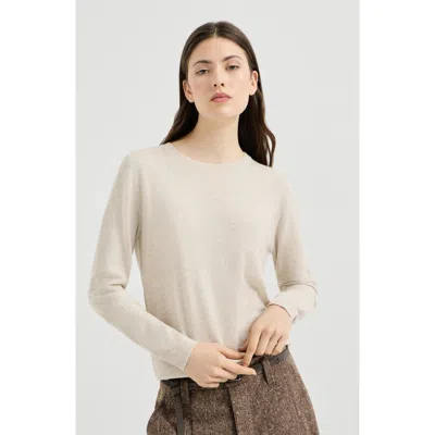 Brunello Cucinelli Cashmere Sweater With Monili In Brown