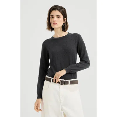 Brunello Cucinelli Cashmere Sweater With Monili In Black