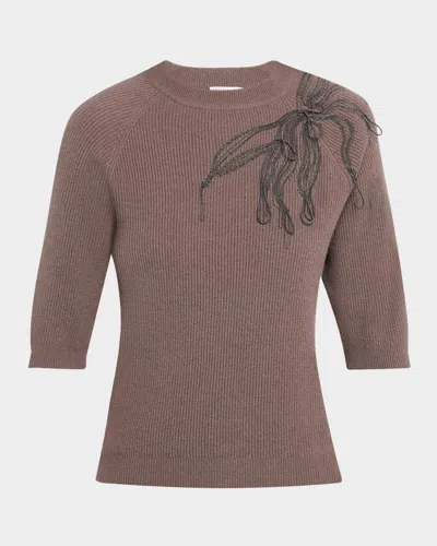 Brunello Cucinelli Cashmere Sweater With Monili Embroidery